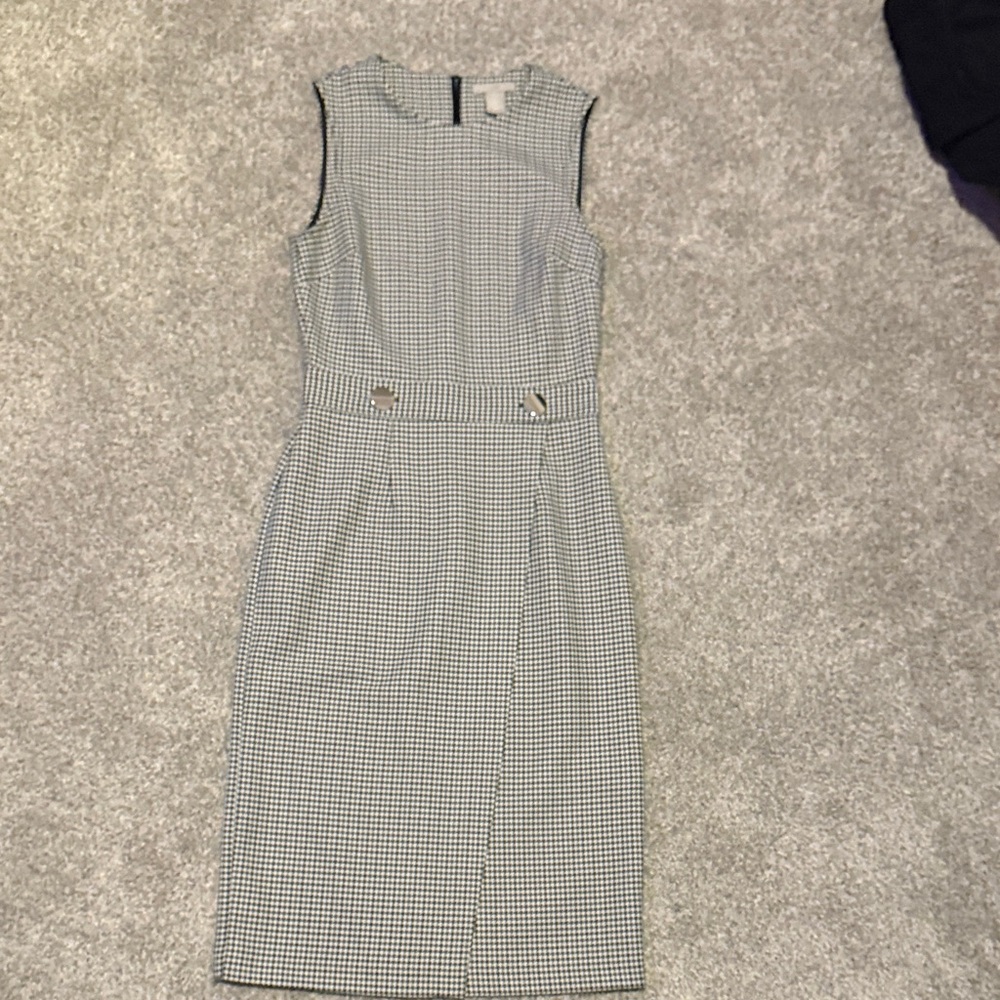 H&M Classic Black and White Checkered Midi Dress